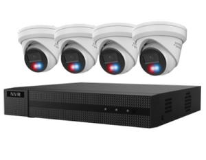 4CH 4K NVR with 4-PoE, 2TB purple HDD, 4 x 6MP smart dual light turret with active deterrence