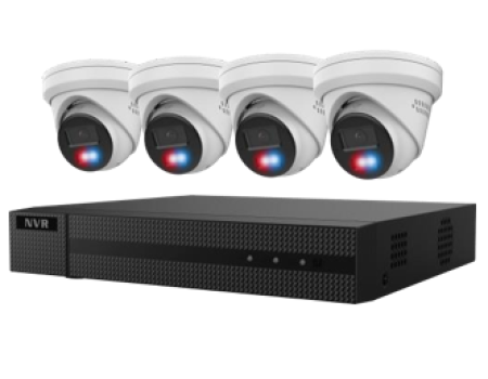 4CH 4K NVR with 4-PoE, 2TB purple HDD, 4 x 6MP smart dual light turret with active deterrence